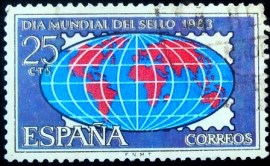 Selo postal da Espanha de 1963 World Stamp Day