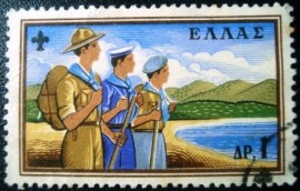 Selo postal da Grécia de 1960 Escoteiros