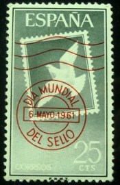 Selo postal da Espanha de 1961 World Stamp Day