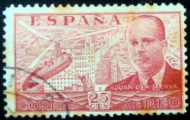 Selo postal da Espanha de 1945 Juan de la Cierva