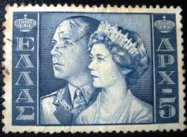 Selo postal da Grécia de 1957 King Paul and Queen Fredericka