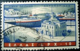 Selo postal da Grécia de 1958 Portos Piraeus