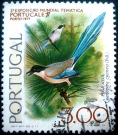 Selo postal de Portugal de 1976 Azure-winged Magpie