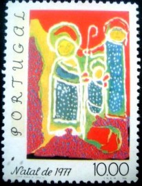 Selo postal de Portugal de 1977 The Holy Family