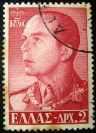 Selo postal da Grécia de 1957 King Paul