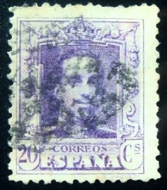 Selo postal da Espanha de 1922 King Alfonso XIII 20c