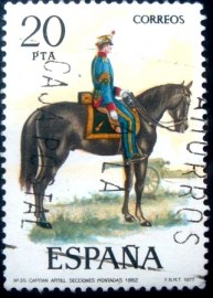 Selo postal da Espanha de 1977 Mounted Artillery