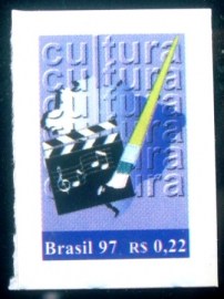 Selo postal do Brasil de 1997 Mapa e Claquete