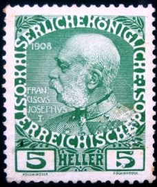 Selo postal da Áustria de 1913 Emperor Franz Joseph 5 x