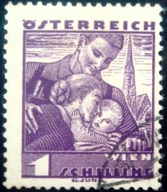 Selo postal da Áustria de 1934 Vienna family