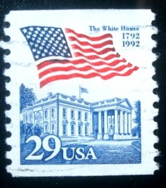 Selo postal dos Estados Unidos de 1992 Flag over White House