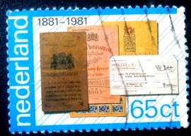 Selo postal da Holanda de 1981 Bankbooks & giro transfer form