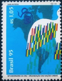 Selo postal do Brasil de 1995 Aniversário da ONU E