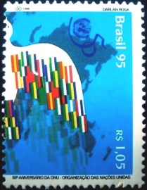 Selo postal do Brasil de 1995 Aniversário da ONU D