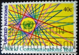 Selo postal das Nações unidas de 1983 World Communications Year