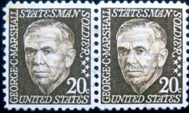Par de selos postais dos Estados Unidos de 1967 George Marshall 20c