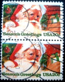 Par de selos postais dos Estados Unidos de 1983 Santa Claus