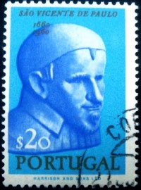 Selo postal de Portugal de 1963 St. Vincent de Paul