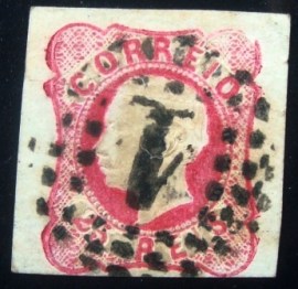 Selo postal de Portugal de 1862 King Luis I 25rs