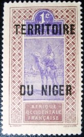 Selo postal do Niger de 1921 Camel and Rider 1c