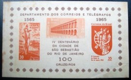 Bloco postal do Brasil de 1965 4º Centenário do Rio de Janeiro