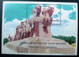 Bloco postal do Brasil de 1984 Monumento as Bandeiras