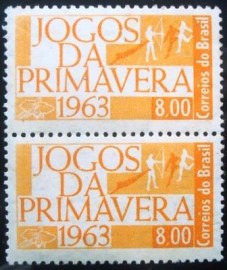 Par de selos postais do Brasil de 1963 Jogos da Primavera