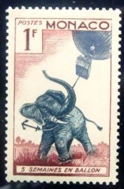 Selo postal de Monaco de 1955 African Elephant