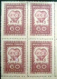 Quadra de selos comemorativos de 1951 Dia das Mães