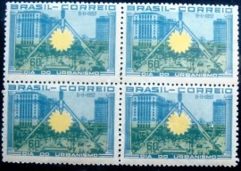 Quadra de selos postais de 1952 Dia Mundial do Urbanismo