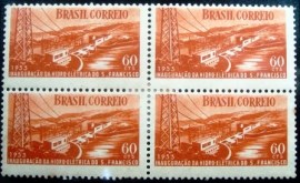 Quadra de selos postais de 1955 Usina Paulo Afonso N