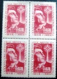 Quadra de Selos postais do Brasil de 1955 Crucifixo