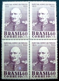Quadra de selos postais de 1955 Marechal Hermes da Fonseca