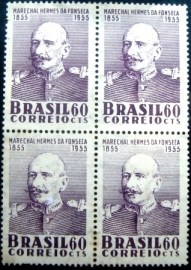 Quadra de selos postais de 1955 Marechal Hermes da Fonseca