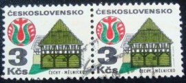 Par de selos postais da Tchecoslováquia de 1972 Čechy Mělnicko
