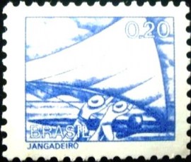 Selo postal do Brasil de 1976 Jangadeiro