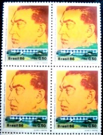 Quadra de selos postais do Brasil de 1986 Juscelino Kubitschek