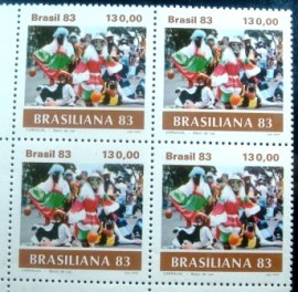 Quadra de selos postais do Brasil de 1983 Bloco de Rua