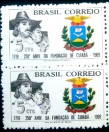 Par de selos postais do Brasil de 1969 Aniversário  de Cuiabá