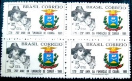 Quadra de selos postais do Brasil de 1969 Aniversário de Cuiabá
