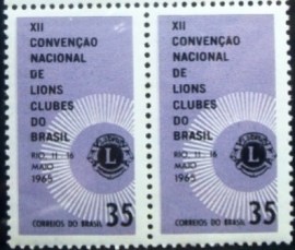 Par de selos postais do Brasil de 1965 Lions Clubes