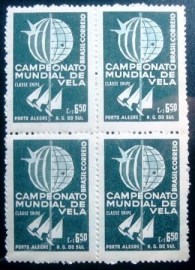 Quadra de selos postais de 1959 Mundial de Vela