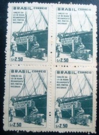 Quadra de selos postais do Brasil de 1959 Fundo portuário