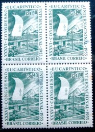 Quadra de selos postais do Brasil de 1955 Congresso Eucarístico 1,40