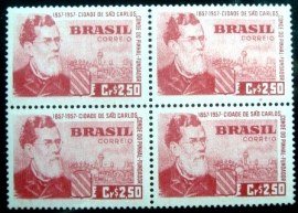 Quadra de selos postais de 1957 Conde do Pinhal
