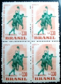Quadra de selos postais do Brasil de 1957 Mundial de Basquete