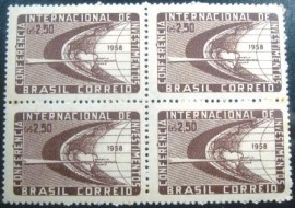 Quadra de selos postais do Brasil de 1958 Conferência Investimentos