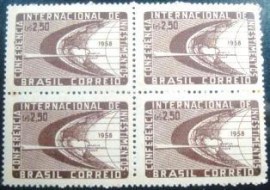 Quadra de selos postais do Brasil de 1958 Conferência Investimentos N