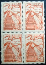 Quadra de selos postais de 1959 Ferrovia Patos-Campina Grande