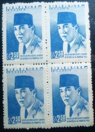 Quadra de selos postais de 1959 Presidente Sukarno